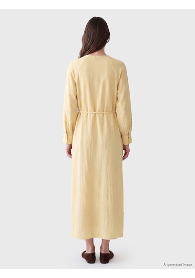 Lcw Modest Sarı Bisiklet Yaka Müslin Elbise