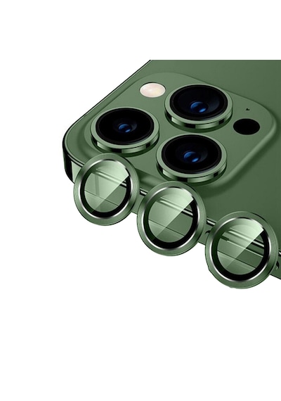 Apple Uyumlu iPhone 16 Pro/16 Pro Max Lens Koruyucu Halka Set - Al8114 Yeşil