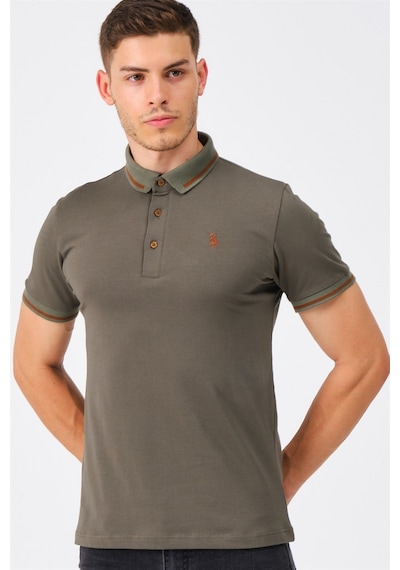 T8586 Dewberry Erkek Polo Yaka T-shırt-haki Haki