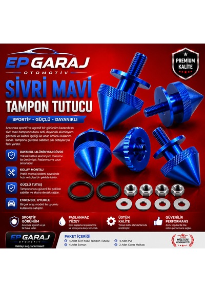 Universal Bütün Araçlara Uyumlu Sivri Mavi Tampon Tutucu Sportif Ve Güçlü Görünüm -