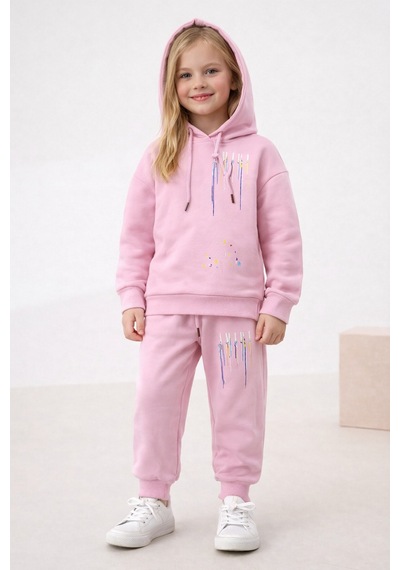 Noble Kids Kız Çocuk Kapüşonlu Eşofman Takım Pembe