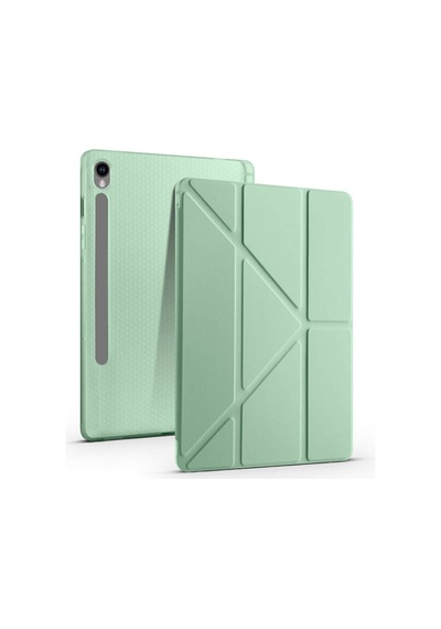 Galaxy Uyumlu  Tab S9 Kılıf Frm Tri Folding Kalem Bölmeli Standlı Kılıf-gri Arka Kapak