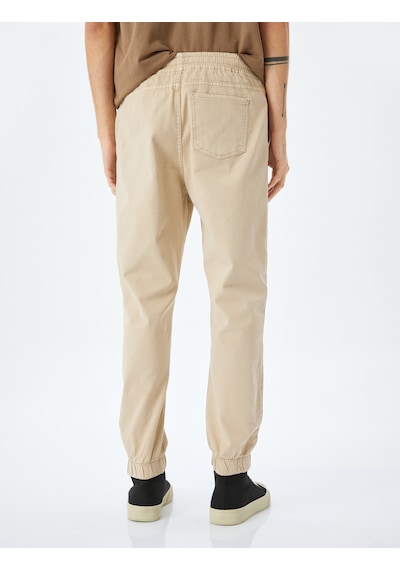 Koton Kanvas Pamuklu Beli Bağcıklı Chino Cep Detaylı Jogger Pantolon Bej 5sam40008hw Ekru