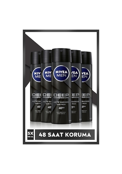 Nivea Men Deep Dimension Erkek Sprey Deodorant 5 x 150 ML