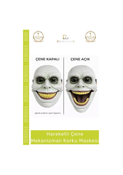 Korkumaskesi Hareketli Çene Gerçekçi Halloween Sahne Kostümü Aksesuar Mekanizmalı Yeşil Korku Maske