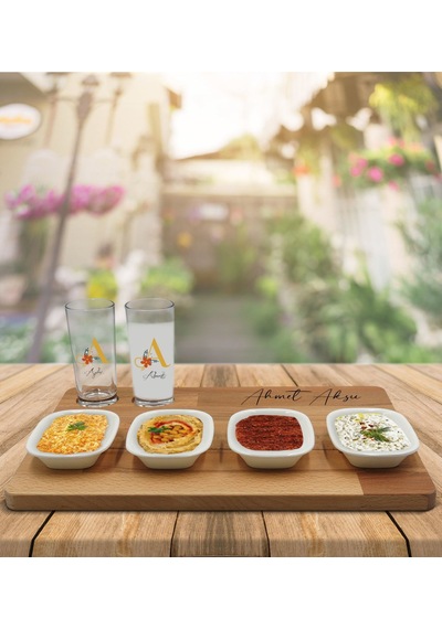 Kişiye Özel Harf Ve İsimli 2’li Rakı Bardağı Ve Meze Tabaklı Doğa