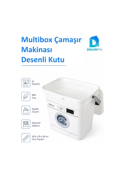 Multibox 6 L Çamaşır Deterjanı Saklama Kabı Kapaklı Taşıma Saplı Bpa Free Beyaz