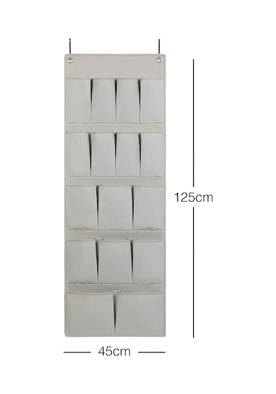 Ocean Home Textile 16 Gözlü Gri Balıksırtı Kapı Arkası Düzenleyici 45 x 125 cm