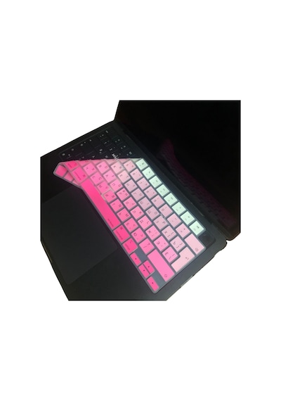 Rusça Klavye Koruyucu Uk Apple Uyumlu MacBook Air-pro Kılıf M1-m2-m3-m4 2021-2024 Yılı Touchıd'li İle Gradient Pembe
