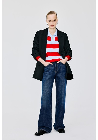 Defacto Oversıze Ceket Yaka Astarlı Blazer Ceket C2457ax26aubk81 Siyah-bk81