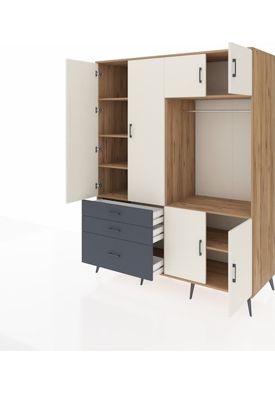 Kronos Gardrop 7 Raflı 3 Çekmeceli Tek Askılı 176x59x221 Çam-aytaşı/antrasit Aytaşı/antrasit Kronos Gardrop 7 Raflı 3 Çekmeceli Tek Askılı 176x59x221 Çam-aytaşı/antrasit Aytaşı/antrasit