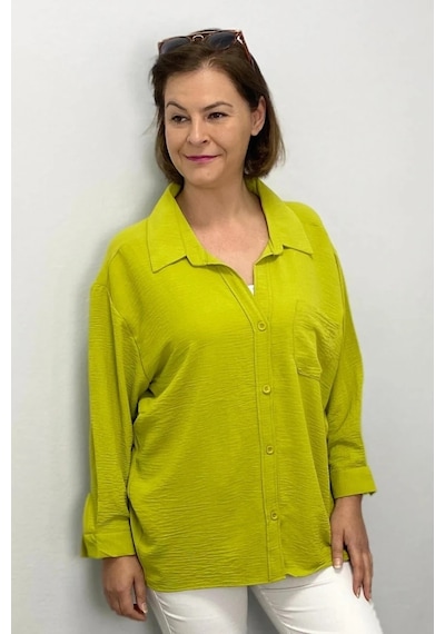 Mia Butik Kadın Yağ Yeşili Ayrobin Gömlek Yeşil