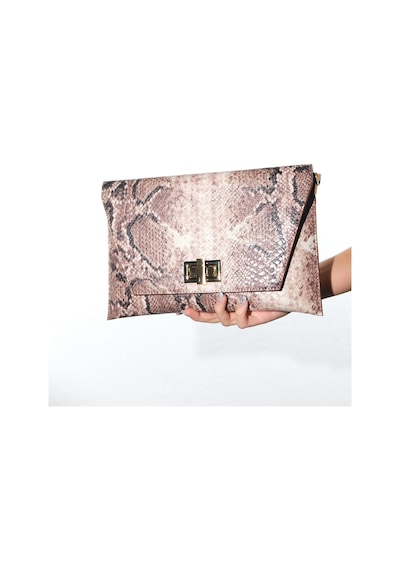 Maorı Bej Desenli Kadın Clutch Çanta