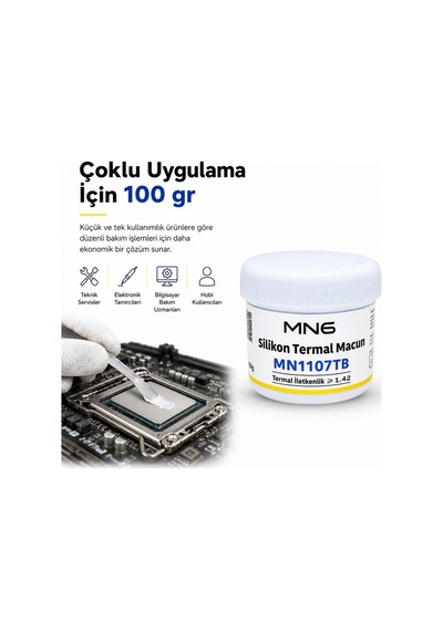 Mn1107tb 100 Gr Beyaz Termal Macun 1.42 W/mk Cpu Gpu Chipset Led Modül Elektronik Bakım Soğutucu Macunu