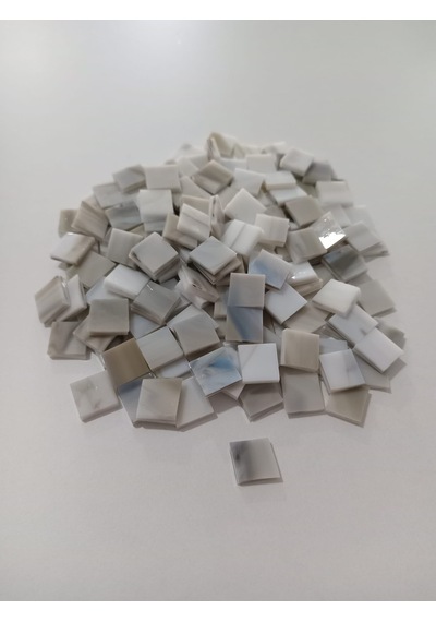 Opak Gri Kare Vitray Cam Mozaik Taşı - Sanatsal Mozaik İçin Yaklaşık 10x10 Mm