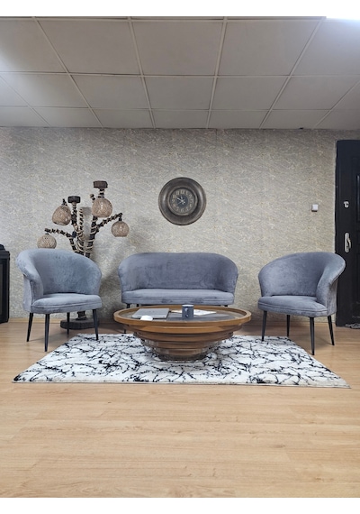Zafir Teddy Takım Siyah Boyalı Sivriltme Ayak Çay Seti Koltuk - Berjer , Balkon, Salon, Ofis Gri Zafir Teddy Takım Siyah Boyalı Sivriltme Ayak Çay Seti Koltuk - Berjer , Balkon, Salon, Ofis Gri