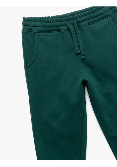 Koton Pamuklu Beli Lastikli Şardonlu Jogger Basic Eşofman Altı Yeşil 7wkb40010tk