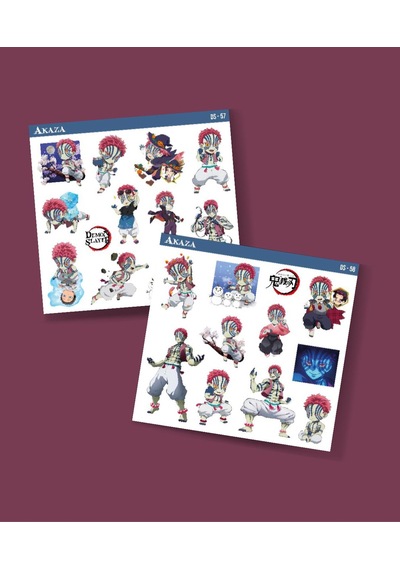 Kimetsu No Yaiba-demon Slayer Akaza -parlak Kağıt 2 Li Set Anime Sticker Çıkartma Beyaz