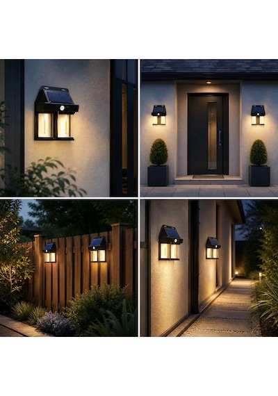 2& 39 Li Solar Güneş Enerjili Led Duvar Apliği, Hareket Sensörlü, Şarjlı, Kablosuz Dış Mekân Bahçe Ve Kapı Lambası Bx40