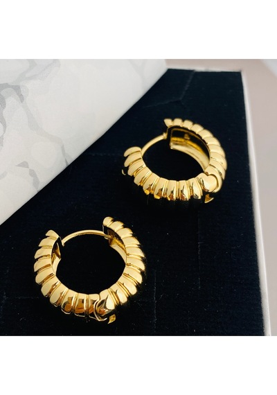 Halka Küpe Tırtıklı Küpe Zirkon Taşlı Serenay Küpe Kararmaz Xuping Gold Gold
