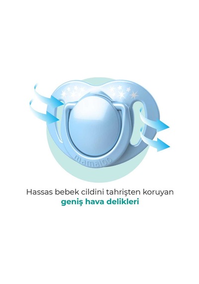 Mamajoo Ortodontik Emzik Seti 6 Ay+ Powder Blue | İkili, Silikon, Damaklı | Sterilizasyon & Saklama Kabı