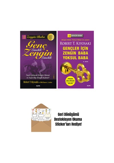 Genç Emekli Zengin Emekli + Gençler İçin Zengin Baba Yoksul Baba 2 Kitap + Okuma Sticker'ları