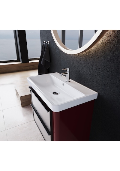 Turkuaz Cerastyle Luna 80 46 Cm Etajerli Damlalıklı Lavabo Beyaz