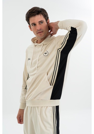 Maraton Boxy Erkek Kapüşonlu Bej Sweatshirt Bej