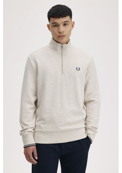Fred Perry M3574 Half Zip Erkek Sweatshirt Beyaz