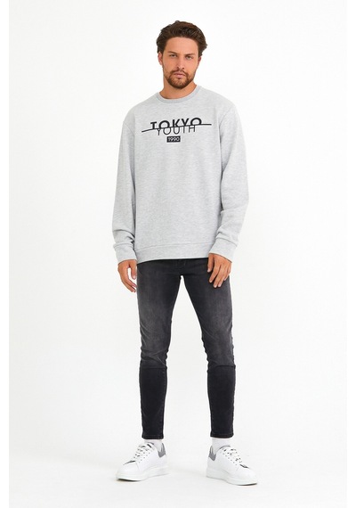 Erkek Bisiklet Yaka Regular Fit Tokyo Basklı Sweatshirt Spr22sw1 001
