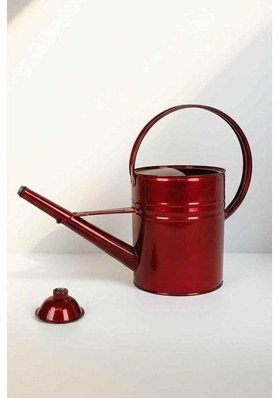 Olivia 3,5 Litre Metal Çiçek Bahçe Sulama Kabı Modern Dekoratif Çok Amaçlı Sulak Transparan Kırmızı