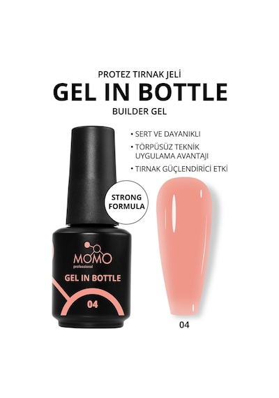 Momo Professional Protez Tırnak Jeli Gel In Bottle No.4 Yarı Şeffaf Somon 18 Ml