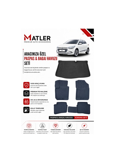 Hyundai İ20 2014 Model 4d Ekstra Havuzlu Paspas Ve Bagaj Havuzu Set