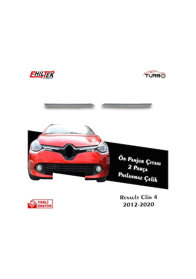 Renault Clio 4 Hb Krom Ön Panjur Çıtası 2 Parça 2012 ve Üzeri