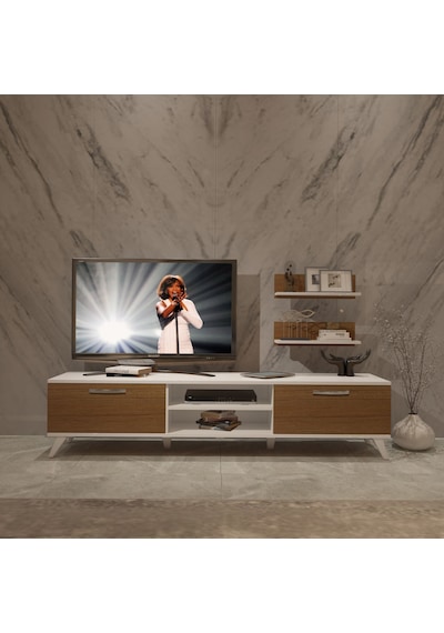 Decoraktiv Eko 4 Mdf Dvd Retro Tv Ünitesi Tv Sehpası Beyaz - Ceviz