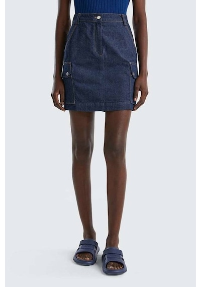 United Colors of Benetton Bn Cepli Denim Mini Etek Çok Renkli