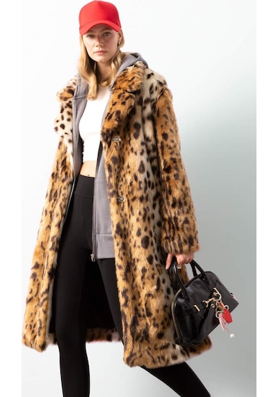 DeFacto Relax Fit Leopar Desenli Ceket Yaka Cepli Uzun Suni Kürk Kaban D4005AX24WNBN561 Kahve DeFacto Relax Fit Leopar Desenli Ceket Yaka Cepli Uzun Suni Kürk Kaban D4005AX24WNBN561 Kahve