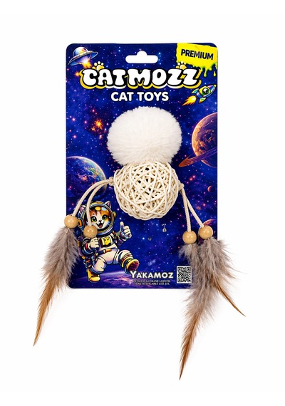 Catmozz Premium Peluş Ponpon & Bambu Top Oyuncak
