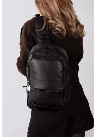 Westbag Hakiki Deri Günlük Sırt Çantası Unisex Siyah Küçük Boy