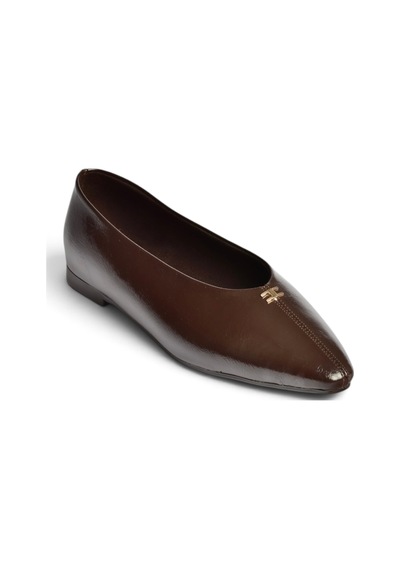 Fox Shoes Z820402060 Kahverengi Rustik V-kesim Küt Burun Kadın Babet