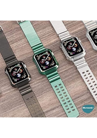 Apple Watch  Uyumlu-  Series 3 38mm İçin Kordon Transparent Clear Band Siyah