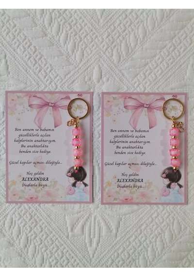 100 Adet Kız Bebek Model Özel Tasarım Pembe Anahtarlık Hastane Yeni Doğan 40 Mevlidi Hediyelik