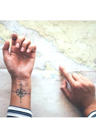 Geçici Dövme Pusula Yön Yıldız El Kol Dövmesi Tattoo