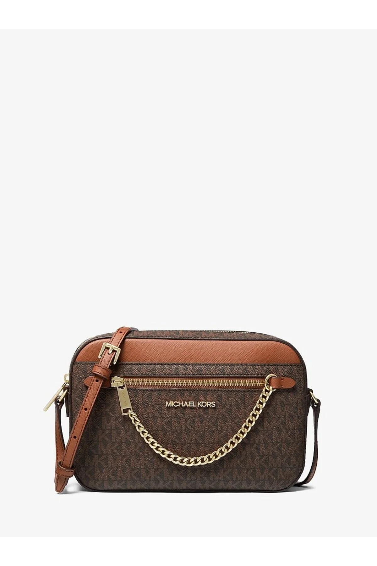 Michael Kors Jet Set Kadın Logolu Çapraz Omuz Çantası 35s1gttc9b Brown Signature Kahverengi
