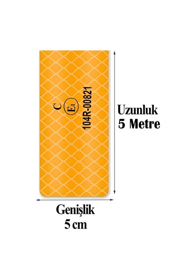 Badem10 Tüvtürk Onaylı Bant Sarı 5 Metre 5 Cm Belgeli Reflektörlü Reflektif Fosforlu Şerit Bant İkaz Bandı