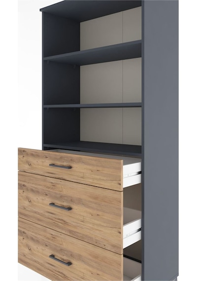 Hyperion Dolap 3 Raflı 3 Çekmeceli 88x44x195 Antrasit-çam Antrasit