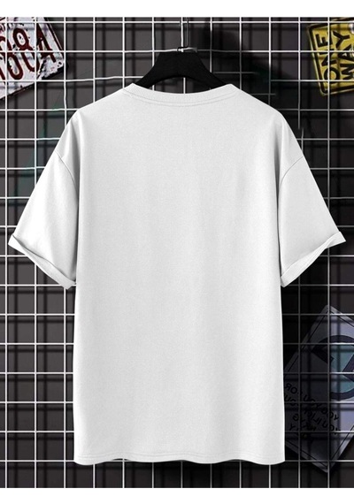 Flood Of Style Unisex Beyaz Forgotten Oversize Bisiklet Yakak Tshirt