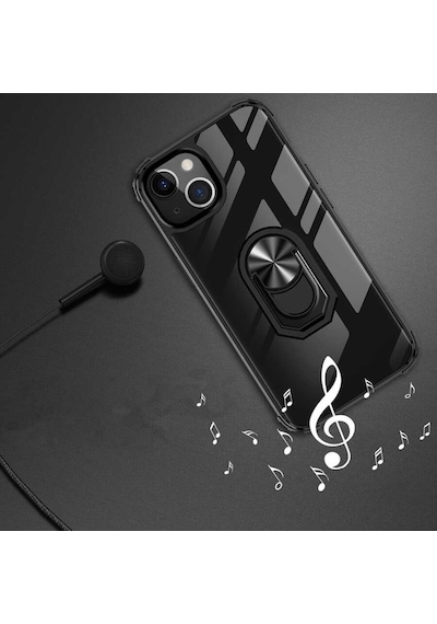 Apple Uyumlu iPhone 13 Mini Kılıf Şeffaf Sararmaz Yüzüklü Mola Kapak