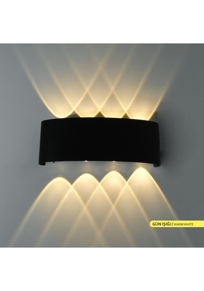 ACK 8W Çift Yönlü LED Duvar Aplik İç ve Dış Mekan Dekoratif Aydın Siyah