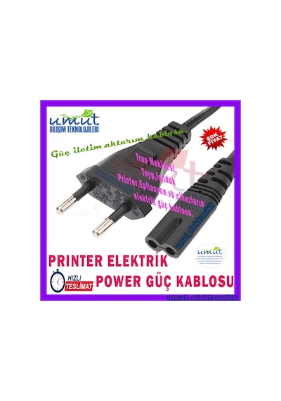 Teyp Işıldak Tv Lcd Tv Fişi 2 Pin Power Kablo 2 Uçlu Güç Kablosu
